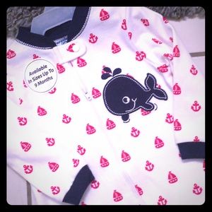 THIN Footed Pajamas! Whale/Sailboats! Boy or Girl!